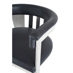 Chaise de salle à manger Modrest Pontiac moderne en cuir vegan noir et acier inoxydable