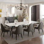 Table à manger extensible 9 pièces en pierre frittée pour 8 personnes
