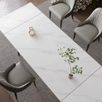Table à manger extensible 9 pièces en pierre frittée pour 8 personnes