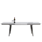 Table à manger extensible 9 pièces en pierre frittée pour 8 personnes
