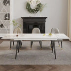 Table à manger extensible 9 pièces en pierre frittée pour 8 personnes