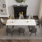 Table à manger extensible 9 pièces en pierre frittée pour 8 personnes