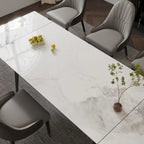 Table à manger extensible 9 pièces en pierre frittée pour 8 personnes
