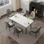 Table à manger extensible 9 pièces en pierre frittée pour 8 personnes
