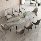 Table à manger extensible 9 pièces en pierre frittée pour 8 personnes