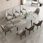Table à manger extensible 9 pièces en pierre frittée pour 8 personnes