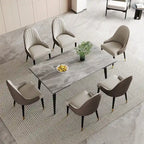 Table à manger extensible 9 pièces en pierre frittée pour 8 personnes