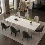 Table à manger extensible 9 pièces en pierre frittée pour 8 personnes