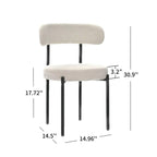 Chaises de salle à manger en bouclette, chaise à dossier incurvé de style Mid-Century Moderne, lot de 2