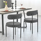 Chaises de salle à manger en bouclette, chaise à dossier incurvé de style Mid-Century Moderne, lot de 2