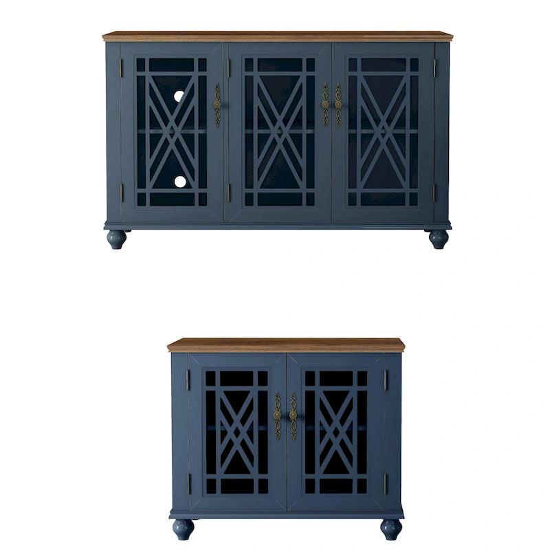 Ensemble de buffet de rangement floral 2 pièces – 139,7 cm et 96,5 cm de largeur – 139,7 cm et 96,5 cm de largeur