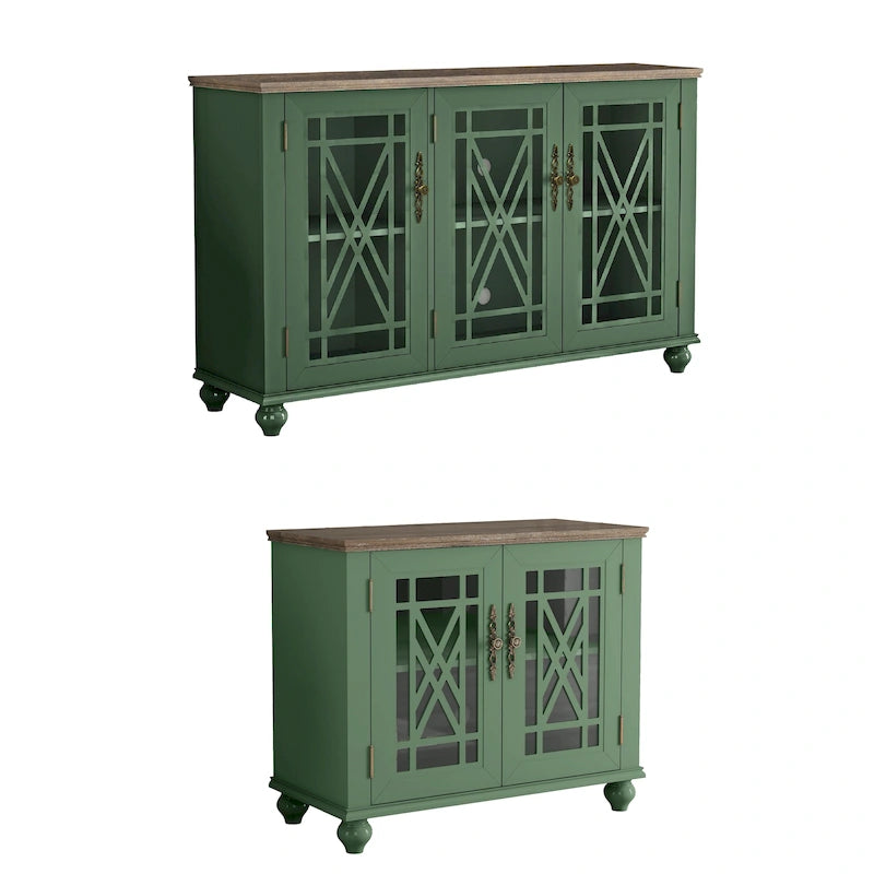 Ensemble de buffet de rangement floral 2 pièces – 139,7 cm et 96,5 cm de largeur – 139,7 cm et 96,5 cm de largeur