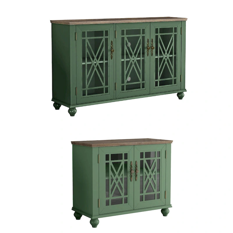 Ensemble de buffet de rangement floral 2 pièces – 139,7 cm et 96,5 cm de largeur – 139,7 cm et 96,5 cm de largeur