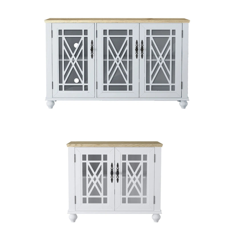 Ensemble de buffet de rangement floral 2 pièces – 139,7 cm et 96,5 cm de largeur – 139,7 cm et 96,5 cm de largeur