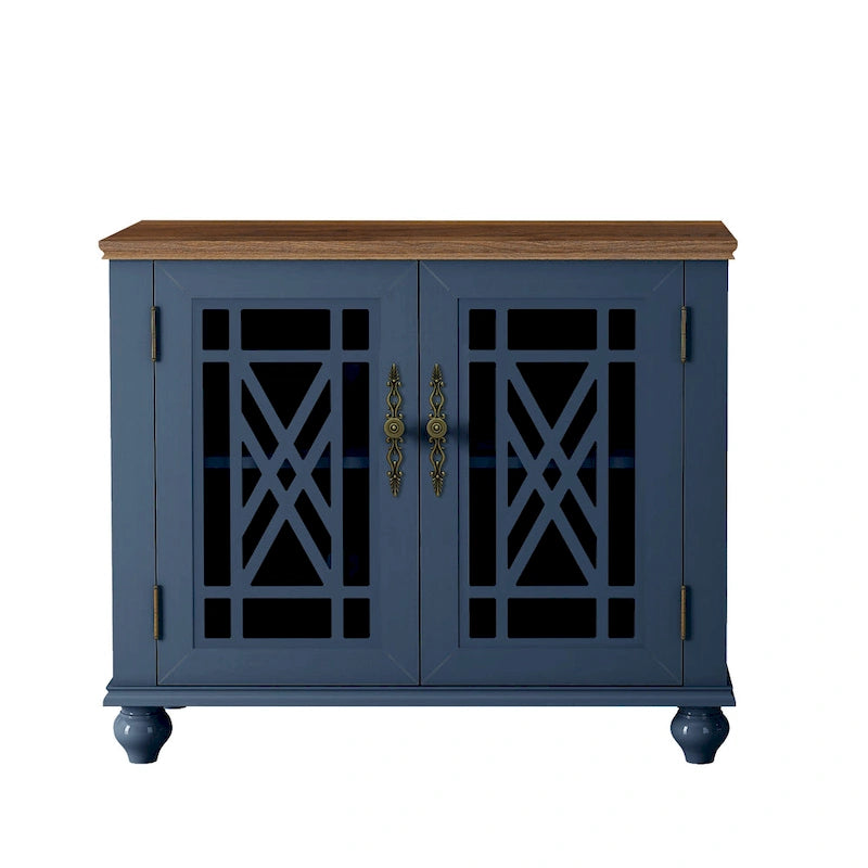 Ensemble de buffet de rangement floral 2 pièces – 139,7 cm et 96,5 cm de largeur – 139,7 cm et 96,5 cm de largeur