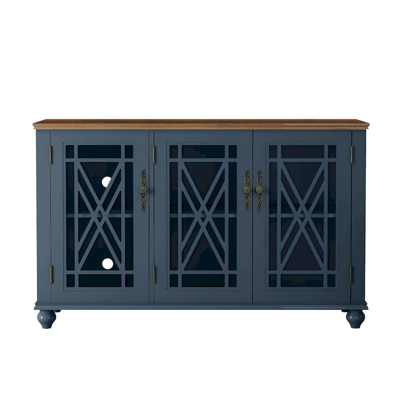 Ensemble de buffet de rangement floral 2 pièces – 139,7 cm et 96,5 cm de largeur – 139,7 cm et 96,5 cm de largeur