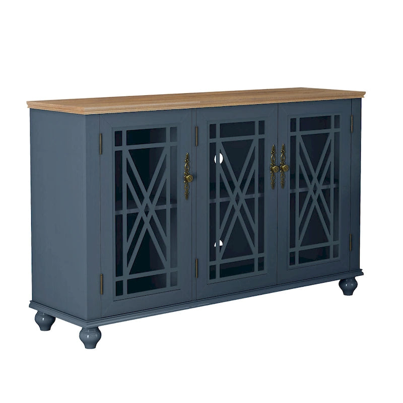 Ensemble de buffet de rangement floral 2 pièces – 139,7 cm et 96,5 cm de largeur – 139,7 cm et 96,5 cm de largeur