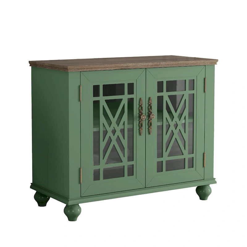 Ensemble de buffet de rangement floral 2 pièces – 139,7 cm et 96,5 cm de largeur – 139,7 cm et 96,5 cm de largeur