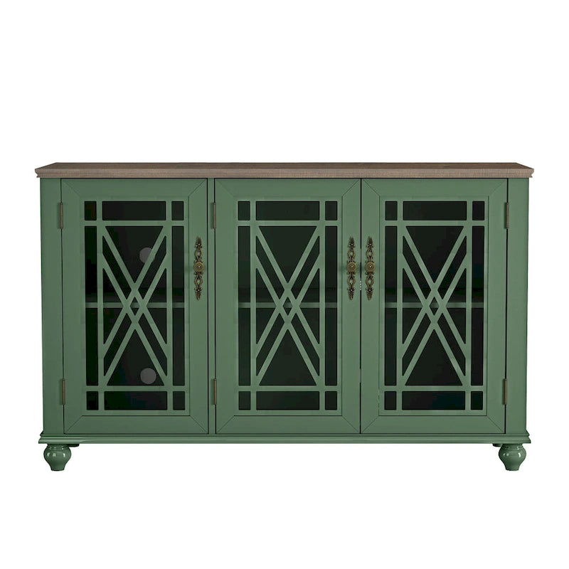 Ensemble de buffet de rangement floral 2 pièces – 139,7 cm et 96,5 cm de largeur – 139,7 cm et 96,5 cm de largeur