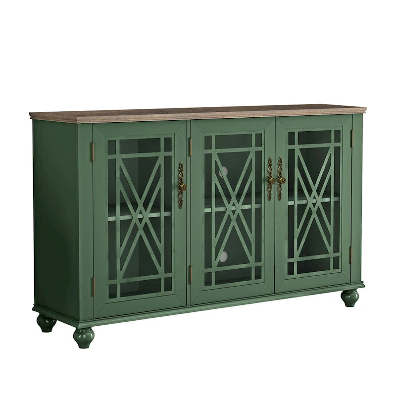 Ensemble de buffet de rangement floral 2 pièces – 139,7 cm et 96,5 cm de largeur – 139,7 cm et 96,5 cm de largeur