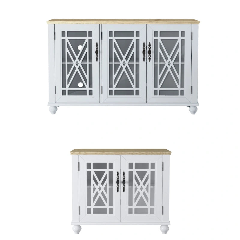 Ensemble de buffet de rangement floral 2 pièces – 139,7 cm et 96,5 cm de largeur – 139,7 cm et 96,5 cm de largeur