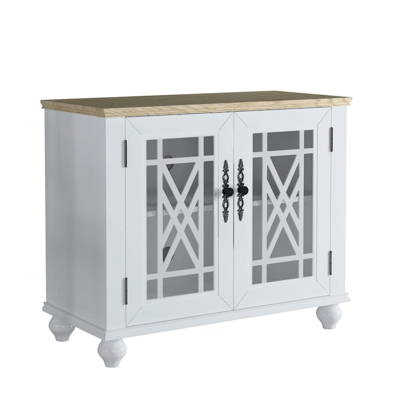 Ensemble de buffet de rangement floral 2 pièces – 139,7 cm et 96,5 cm de largeur – 139,7 cm et 96,5 cm de largeur