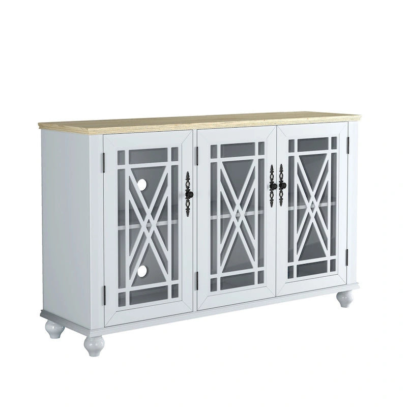 Ensemble de buffet de rangement floral 2 pièces – 139,7 cm et 96,5 cm de largeur – 139,7 cm et 96,5 cm de largeur