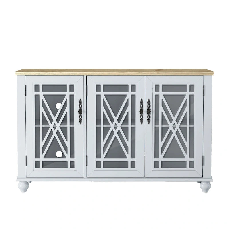 Ensemble de buffet de rangement floral 2 pièces – 139,7 cm et 96,5 cm de largeur – 139,7 cm et 96,5 cm de largeur