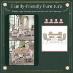 Ensemble table à manger fonctionnel avec table extensible et 4 chaises rembourrées