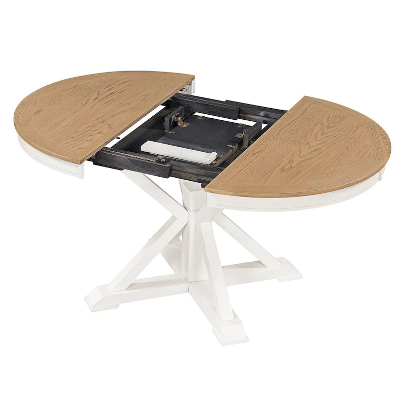 Ensemble table à manger fonctionnel avec table extensible et 4 chaises rembourrées