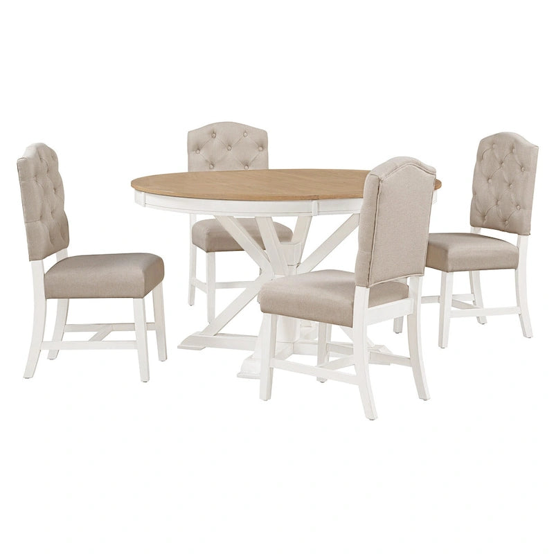 Ensemble table à manger fonctionnel avec table extensible et 4 chaises rembourrées