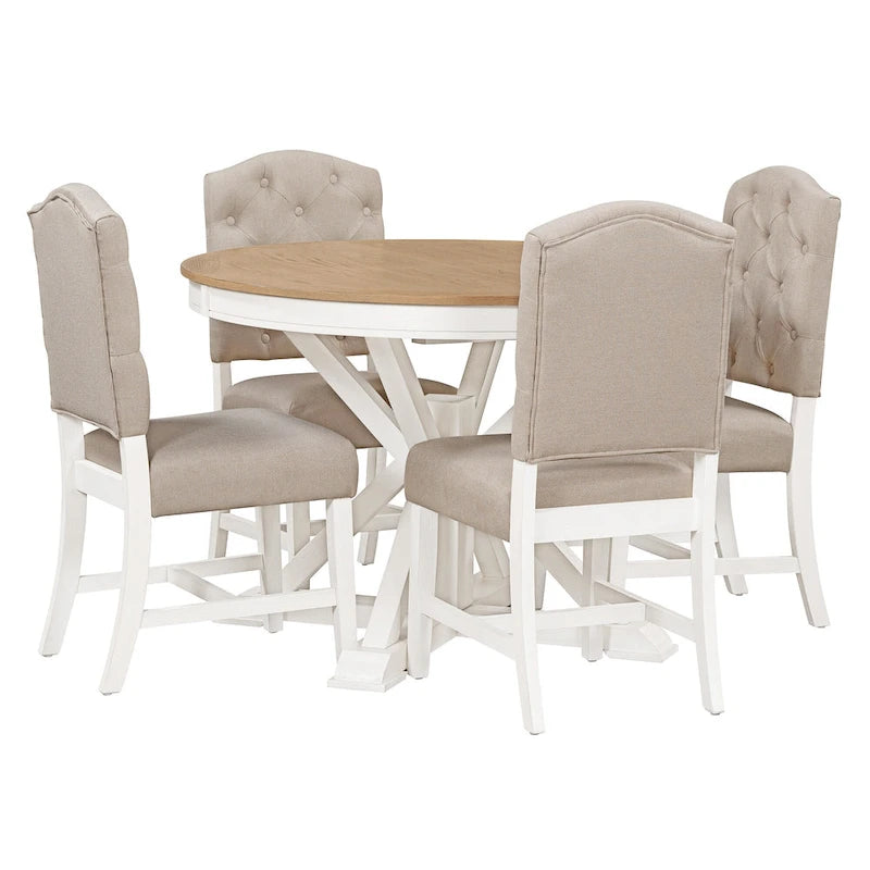 Ensemble table à manger fonctionnel avec table extensible et 4 chaises rembourrées