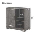 Meuble de rangement pour buffet de style porte de grange avec casier à vin