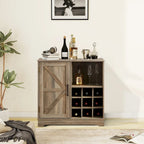 Meuble de rangement pour buffet de style porte de grange avec casier à vin