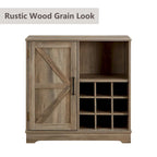 Meuble de rangement pour buffet de style porte de grange avec casier à vin