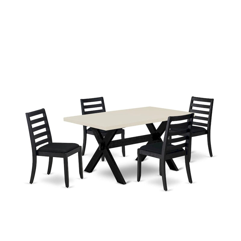 Ensemble de salle à manger East West Furniture – une table de cuisine et des chaises de salle à manger empilables – noir brossé (pièces et options d'assise)