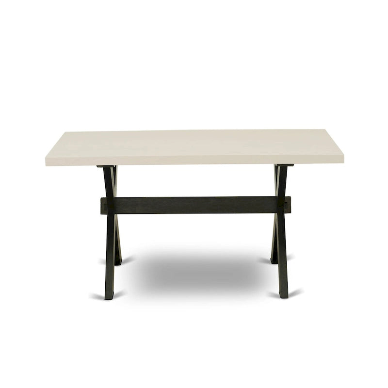 Ensemble de salle à manger East West Furniture – une table de cuisine et des chaises de salle à manger empilables – noir brossé (pièces et options d'assise)