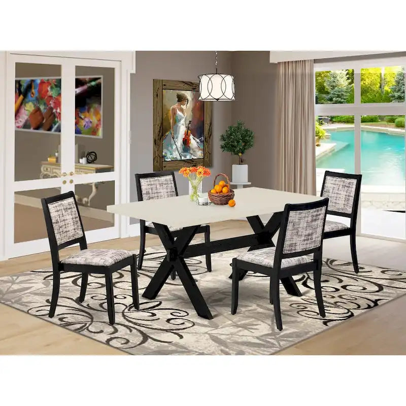 Ensemble de salle à manger East West Furniture – une table de cuisine et des chaises de salle à manger empilables – noir brossé (pièces et options d'assise)
