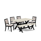 Ensemble de salle à manger East West Furniture – une table de cuisine et des chaises de salle à manger empilables – noir brossé (pièces et options d'assise)