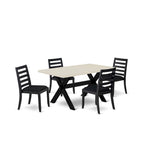 Ensemble de salle à manger East West Furniture – une table de cuisine et des chaises de salle à manger empilables – noir brossé (pièces et options d'assise)