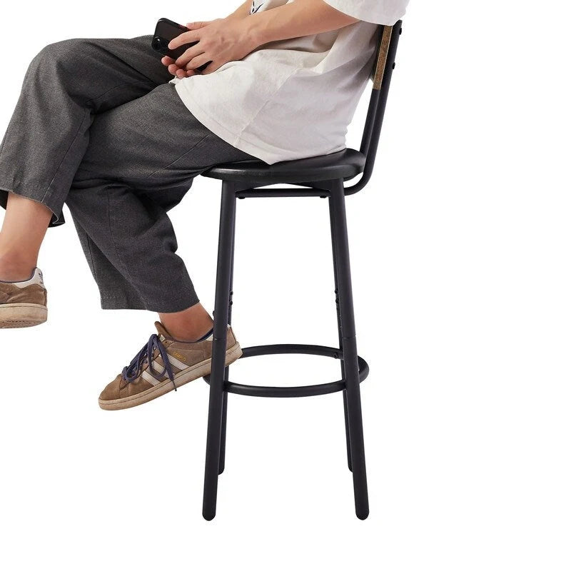 Ensemble de table de bar industrielle Eureka, ensemble de 3 pièces table à manger et tabourets rembourrés en PU, petit ensemble de table de bistrot de hauteur comptoir