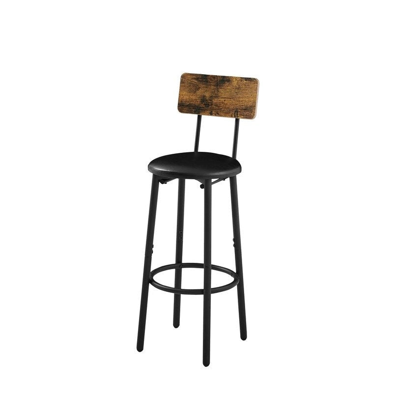 Ensemble de table de bar industrielle Eureka, ensemble de 3 pièces table à manger et tabourets rembourrés en PU, petit ensemble de table de bistrot de hauteur comptoir