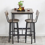 Ensemble de table de bar industrielle Eureka, ensemble de 3 pièces table à manger et tabourets rembourrés en PU, petit ensemble de table de bistrot de hauteur comptoir