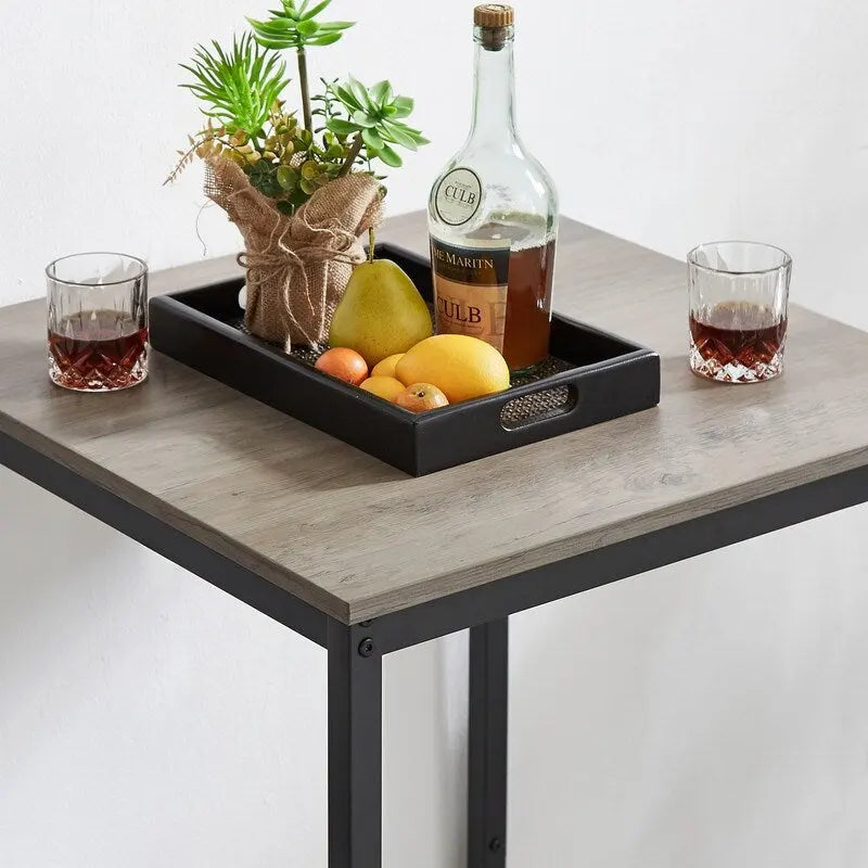 Ensemble de table de bar industrielle Eureka, ensemble de 3 pièces table à manger et tabourets rembourrés en PU, petit ensemble de table de bistrot de hauteur comptoir
