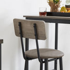 Ensemble de table de bar industrielle Eureka, ensemble de 3 pièces table à manger et tabourets rembourrés en PU, petit ensemble de table de bistrot de hauteur comptoir