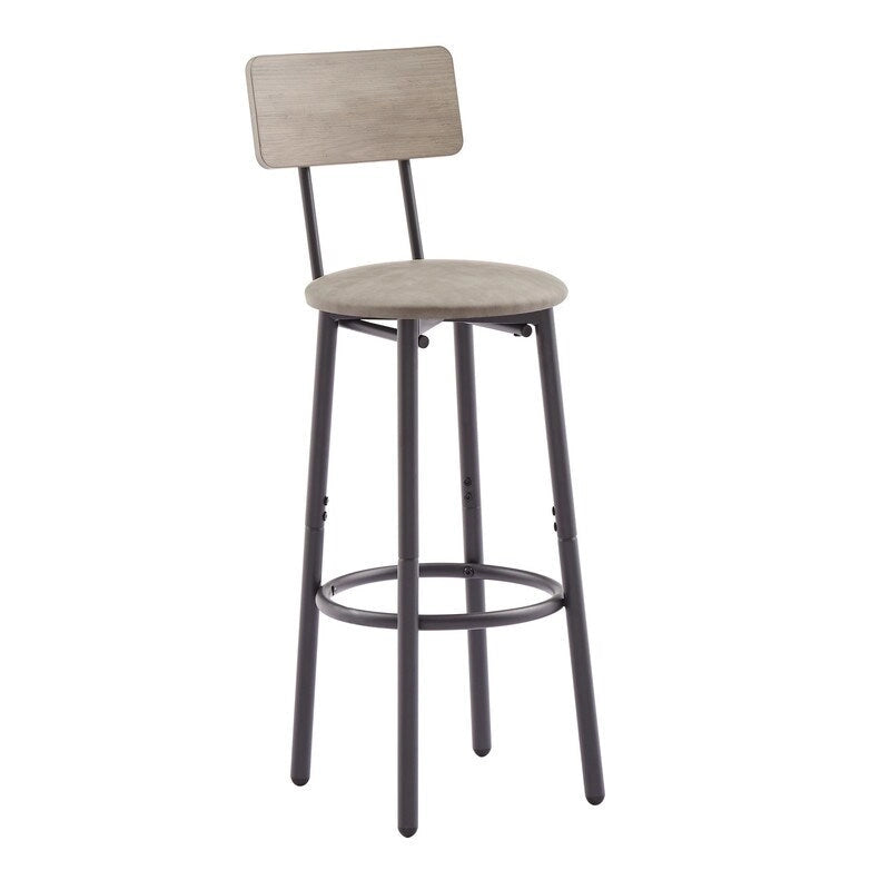 Ensemble de table de bar industrielle Eureka, ensemble de 3 pièces table à manger et tabourets rembourrés en PU, petit ensemble de table de bistrot de hauteur comptoir