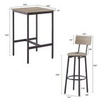 Ensemble de table de bar industrielle Eureka, ensemble de 3 pièces table à manger et tabourets rembourrés en PU, petit ensemble de table de bistrot de hauteur comptoir