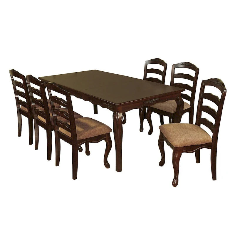 Ensemble de salle à manger 7 pièces en bois brun traditionnel Shak avec rallonge par Furniture of America
