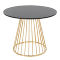 Silver Orchid Table à manger ronde Pugo Canary avec piètement colonne