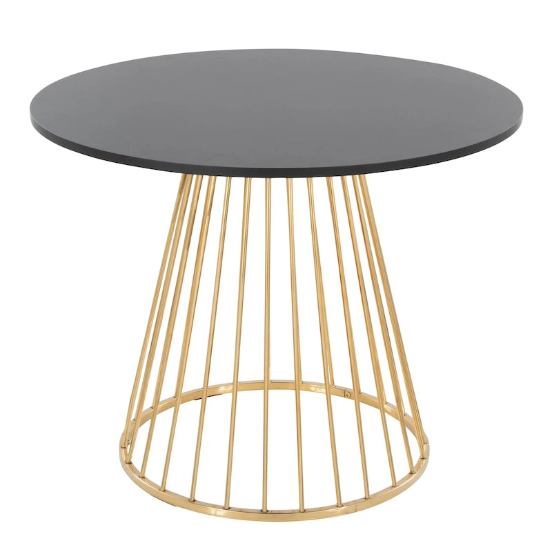 Silver Orchid Table à manger ronde Pugo Canary avec piètement colonne